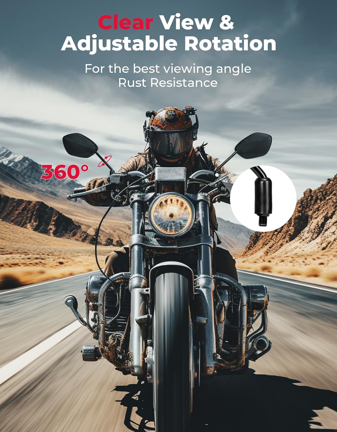 Detalle de KEMIMOTO Motorrad Spiegel E – Universal, E24-geprüft, mit Halterung