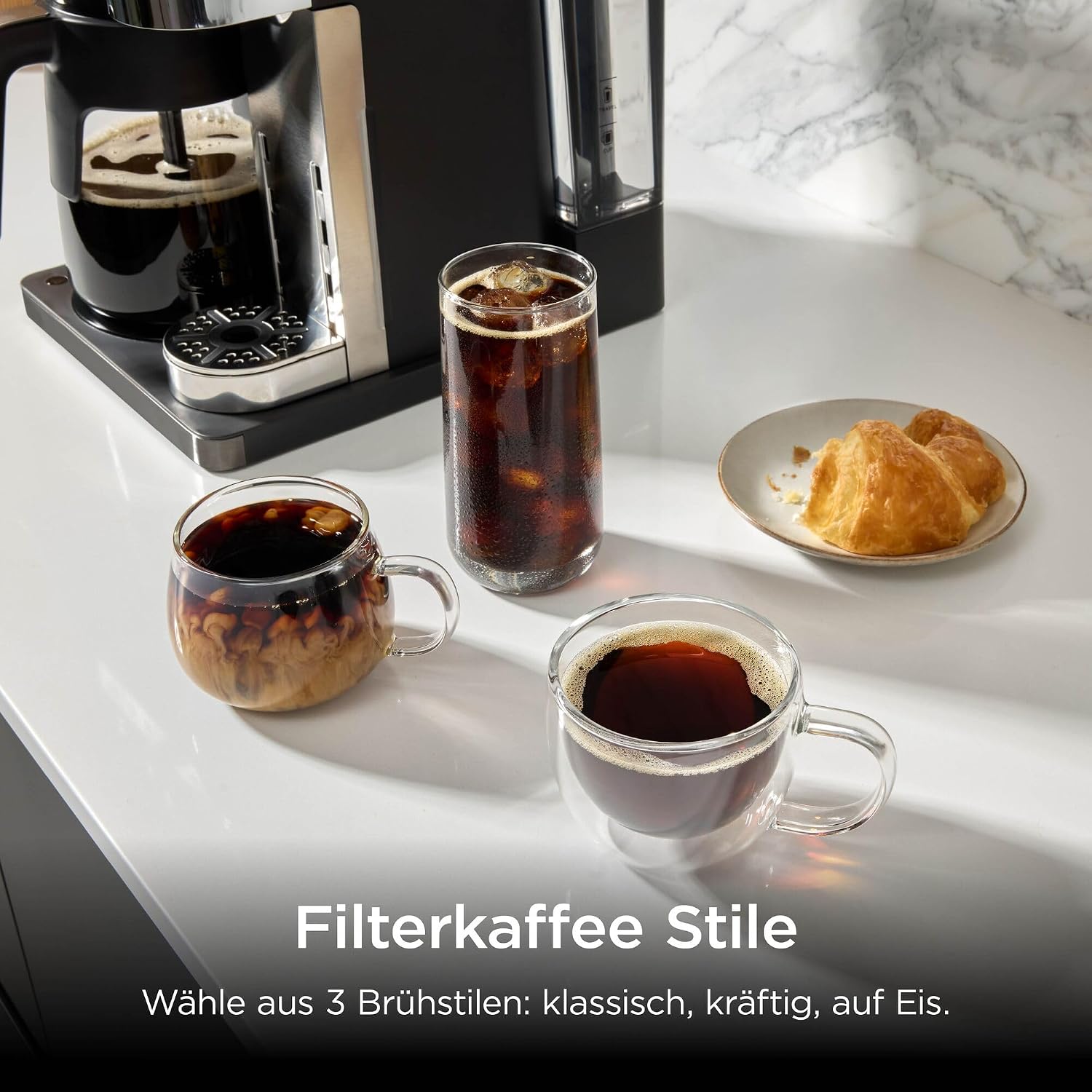 Detalle de Ninja Prestige 2-in-1 Filterkaffee- und Kapselmaschine CFN802EUGM – Grau-Metall