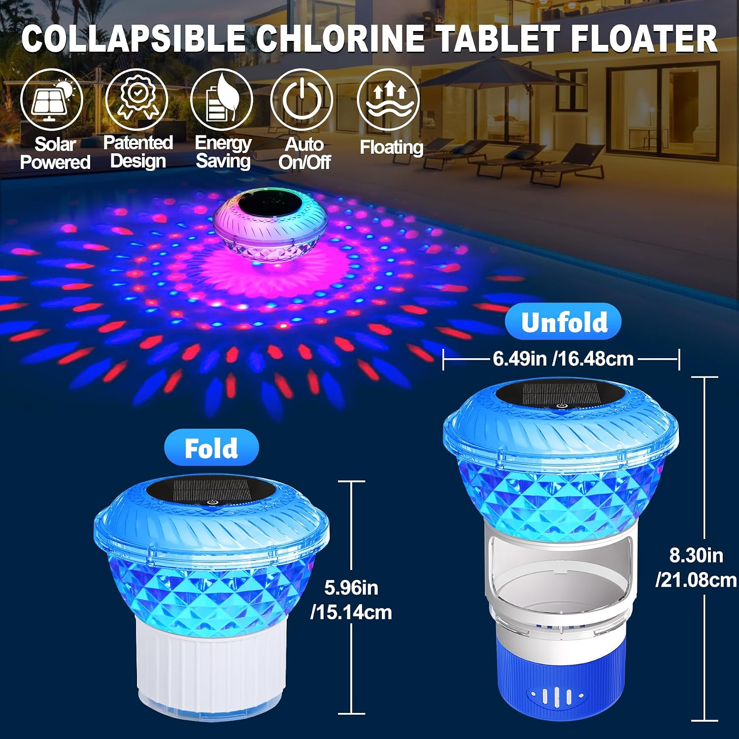 Thumbnail 5 de DeeprBling Diffuseur Chlore Piscine avec Solaire et Lumière LED – Flotteur Polyvalent