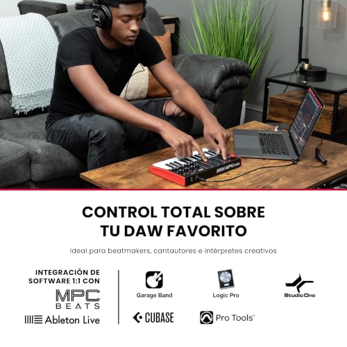 Detalle 2 de Akai MPK Mini MK3: Controlador MIDI USB con 25 teclas y joystick 4 ejes para producción en estudio