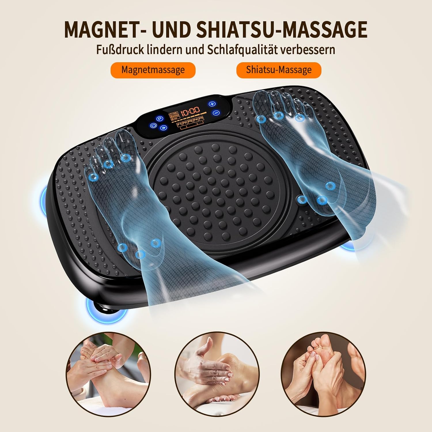 Detalle de TISSCARE Vibrationsplatte | Rüttelplatte für Zuhause – 120 Stufen, 5 Modi, bis 400 lbs