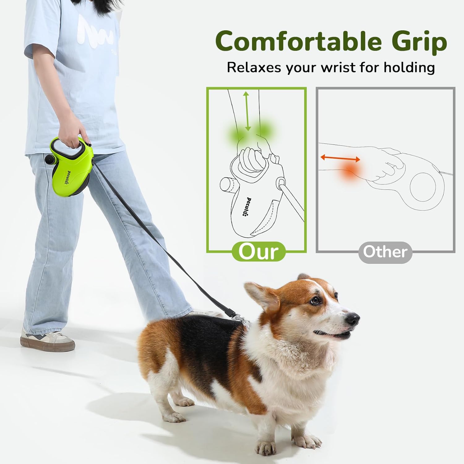 Detalle 2 de Pecute Retractable Dog Leash 10m 🐕