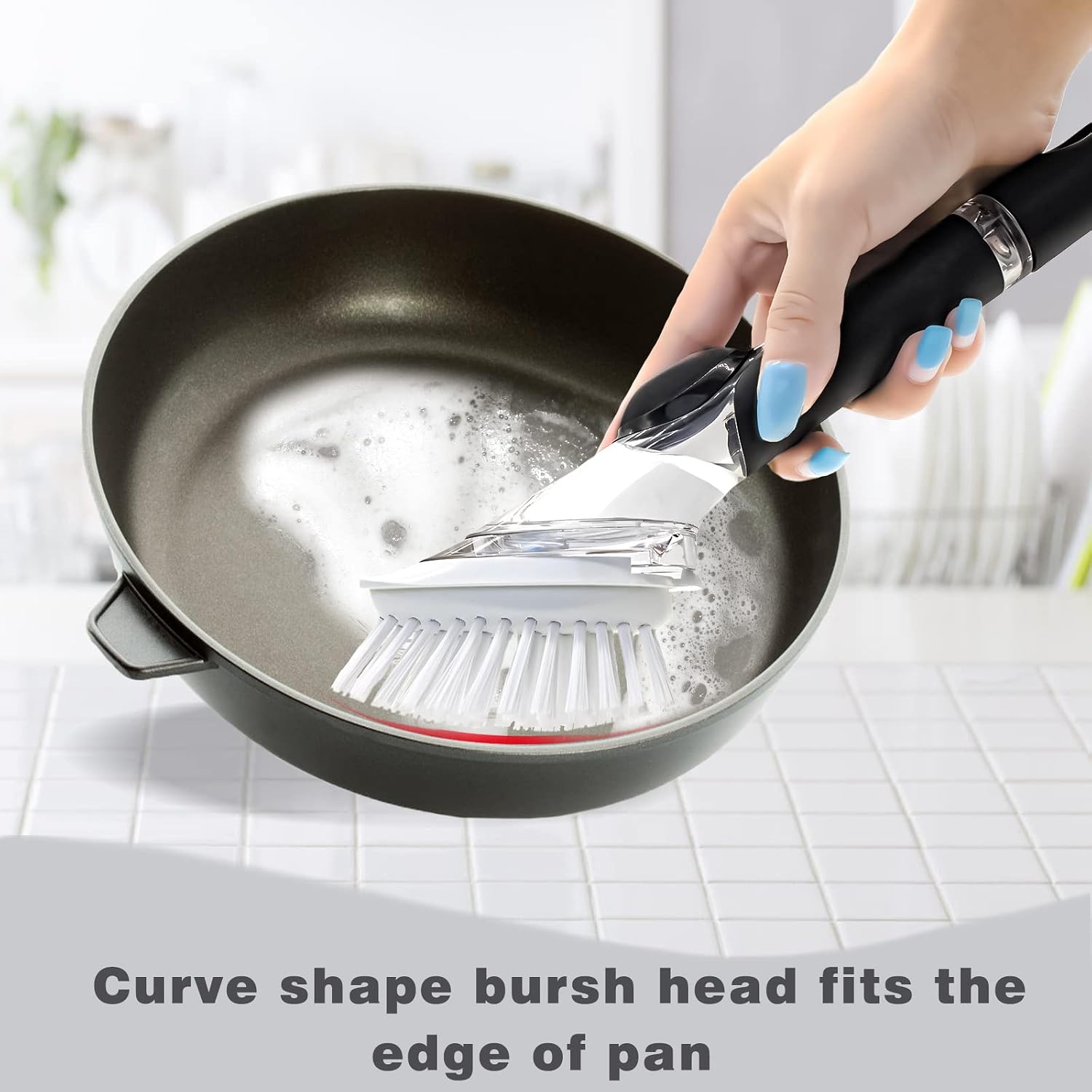 Detalle de Brush Refills for OXO Dish Brush - 4 Pack Dish Brush Cleaning Soap Dispensing Head Replacement for Scrubber (White)