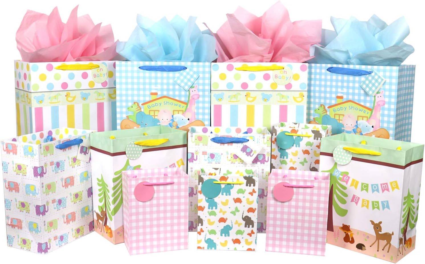 Thumbnail 1 de Fzopo Baby Gift Bags Assortment – Heavy Duty Paper Bags (12-Pack, Small/Medium/XL)