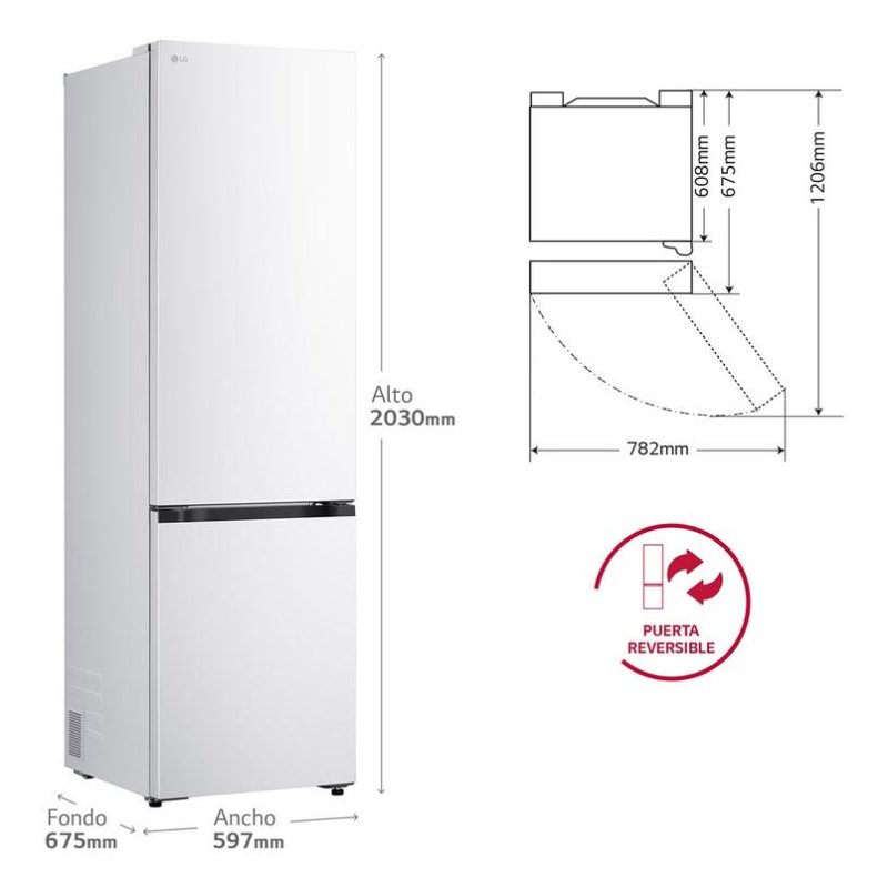 Detalle 2 de Frigorífico LG GBBSJ20DSWE No Frost 375 L Blanco con WiFi IA