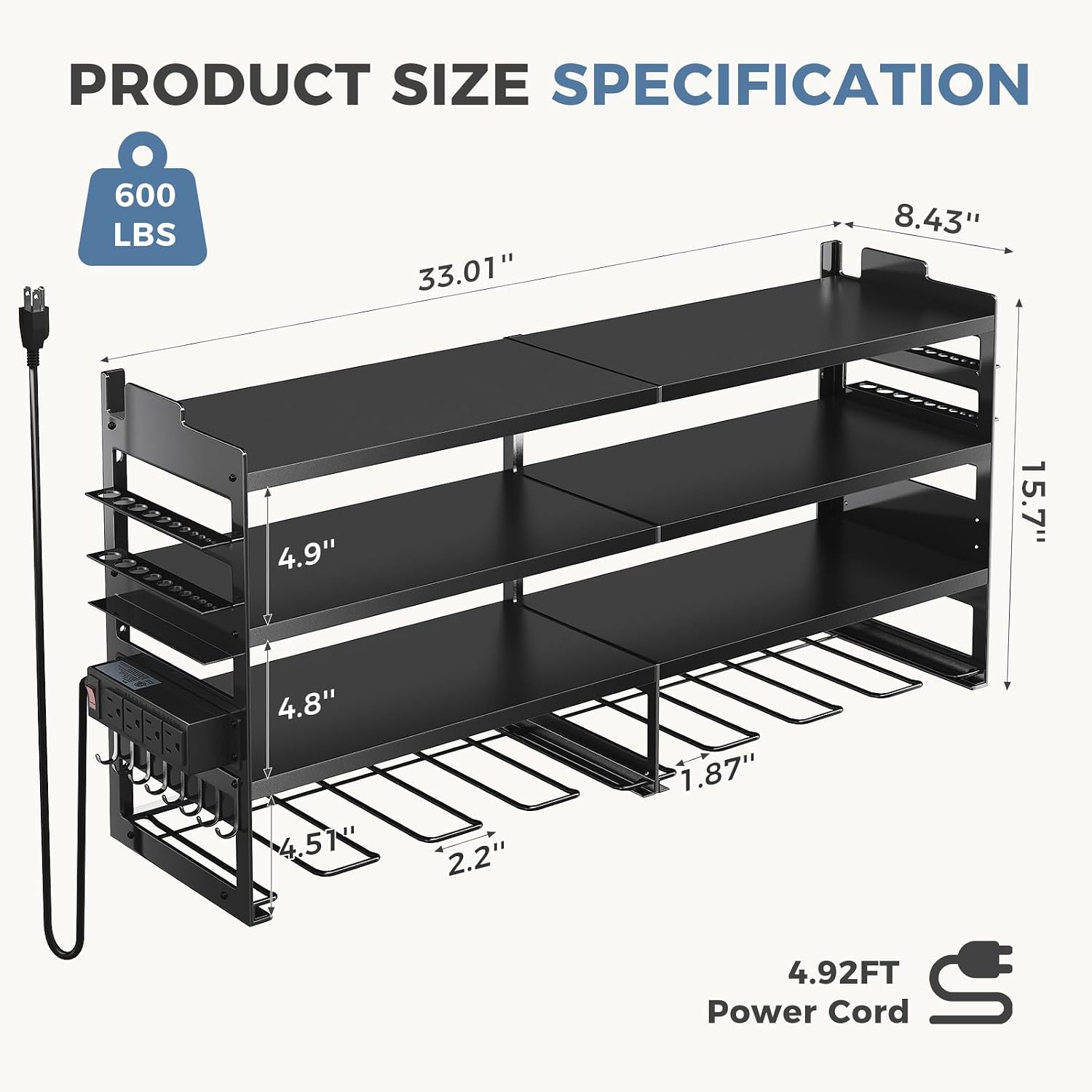 Thumbnail 6 de DUMOS Wall-Mounted Power Tool Organizer, 600-Lb Capacity