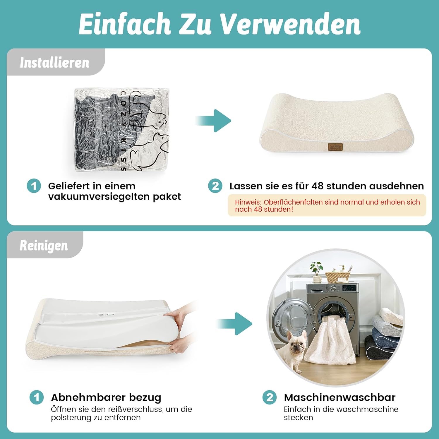 Thumbnail 5 de COZY KISS orthopädisches Hundebett für große Hunde, mit erhöhtem Rand, 114x76x15 cm – waschbare, wasserfeste & rutschfeste Hundematte