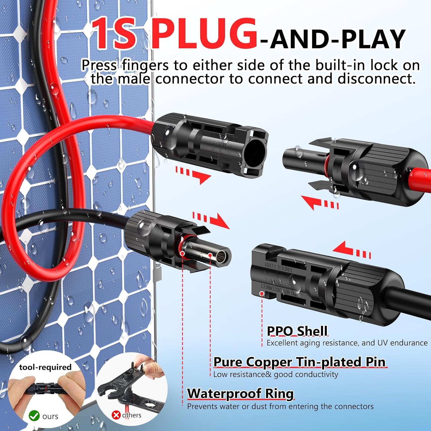 Thumbnail 5 de Vansdon 2x50ft 10AWG Solar Extension Cable
