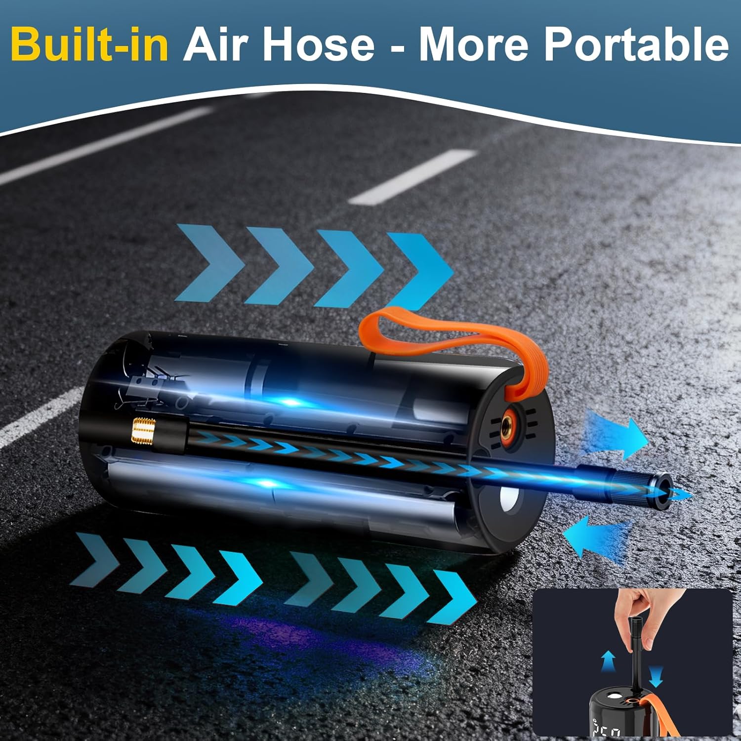 Thumbnail 6 de DICTIEN 7000mAh Portable Air Compressor with 150 PSI: Compact Inflator for Cars, Motorbikes and Bikes