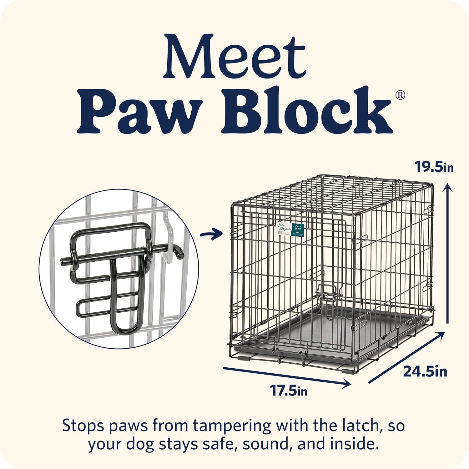 Detalle de MidWest Homes for Pets Gabbia metallica Life Stages per cani piccola taglia, pieghevole, 1 porta, 60,96 cm x 45,72 cm x 48,26 cm – modello 1624