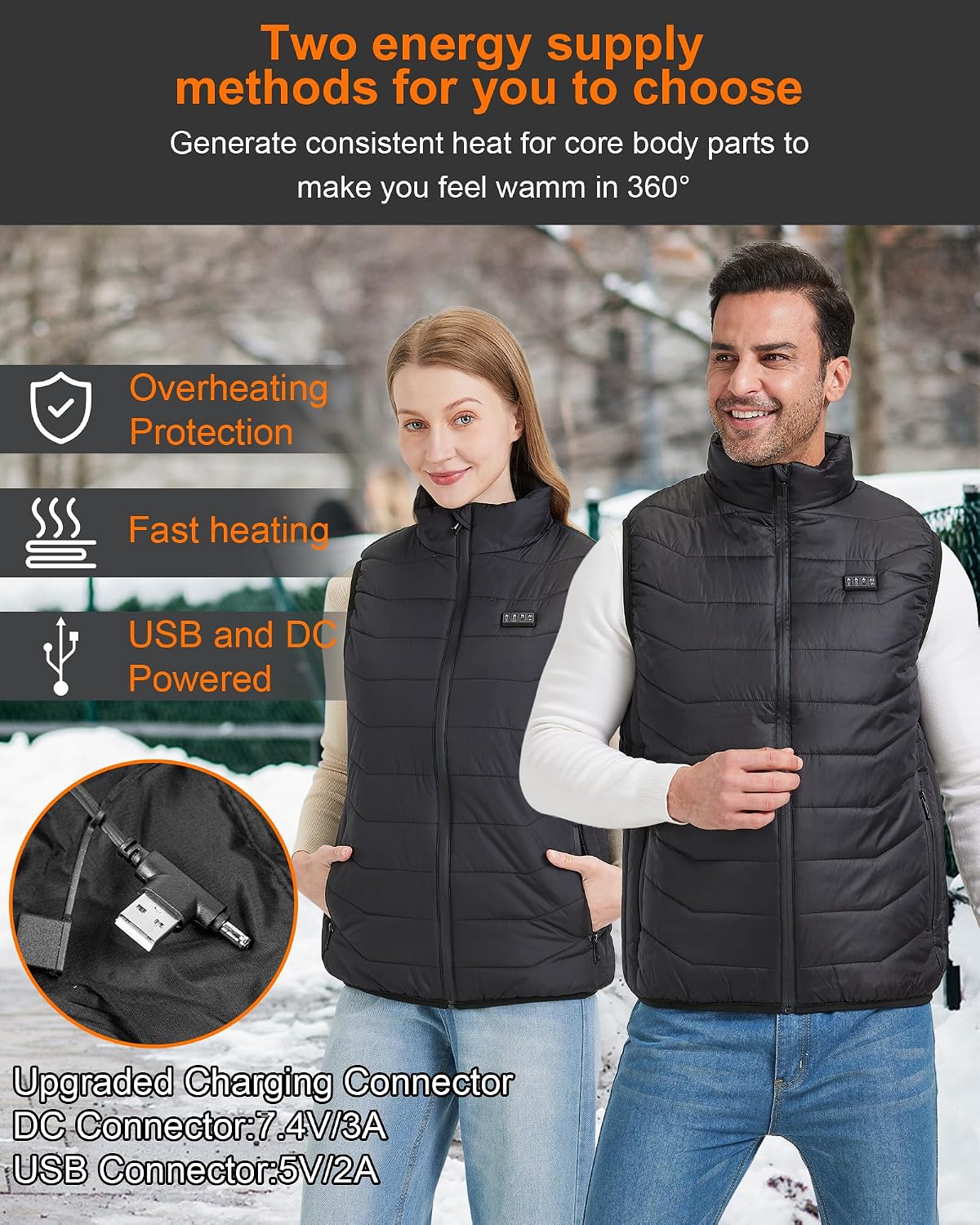 Detalle 2 de Techstuph Heated Vest for Men and Women, 26 Heating Zones, Dual Power