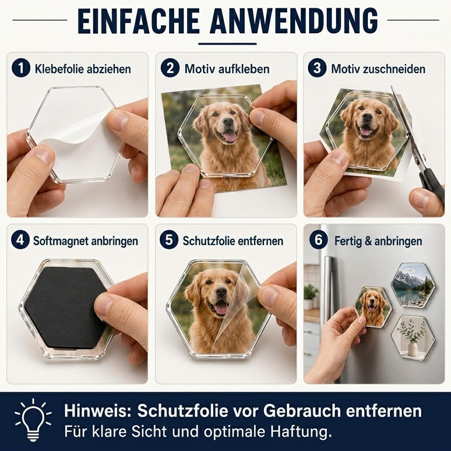 Detalle 1 de CALLYSONIC 1 – transparante acrylmagneten voor zelfmontage, 5 x 5 cm
