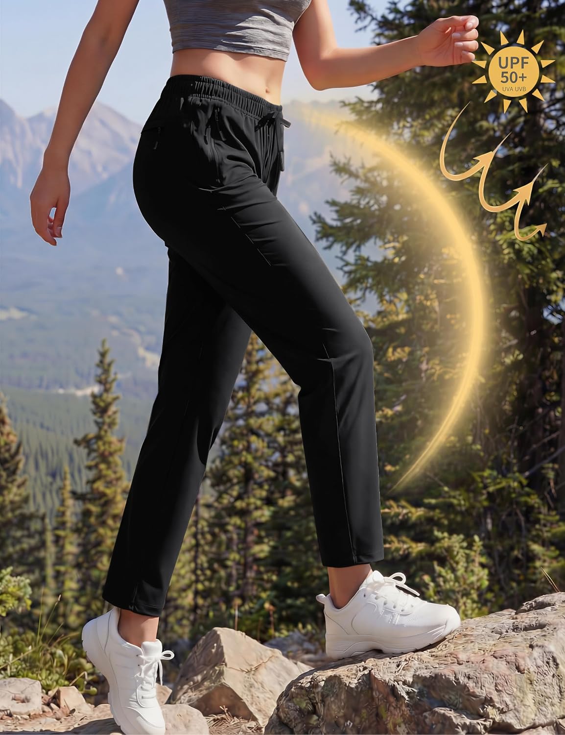 Thumbnail 6 de MAGCOMSEN Women’s Lightweight Hiking Pants with UPF 50, Water-Resistant Quick Dry, Elastic Waist & Zip Pockets