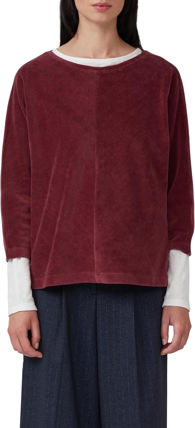 Detalle de s.Oliver Cord-Shirt mit Teilungsnaht und Fledermausärmeln – lockeres Cord-Shirt aus Baumwollmix
