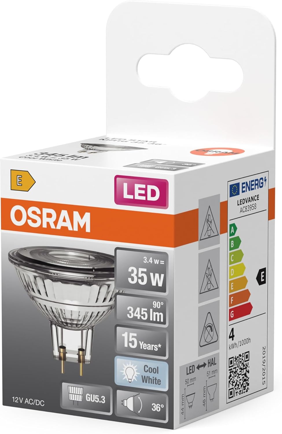 Thumbnail 1 de OSRAM LED Spot Reflector Star MR16 35.4000 K 3,4 W GU5.3 36° 345 lm (bassa tensione) 6-pack