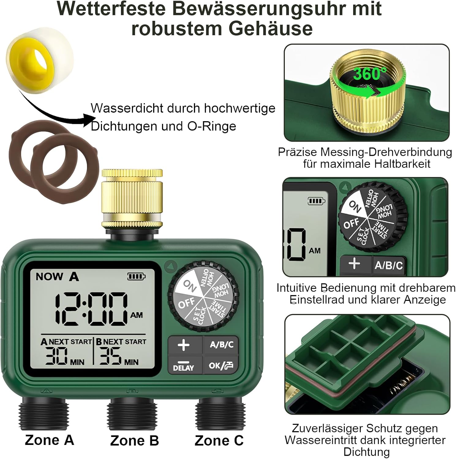 Thumbnail 6 de XinFuture Bewässerungscomputer 3 Ausgänge LCD