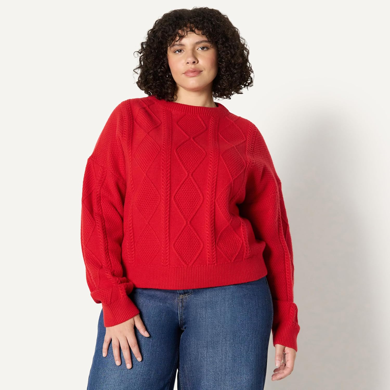Thumbnail 5 de Amazon Essentials Damen Relaxed-Fit Pullover mit Rundhalsausschnitt und Zopfmuster