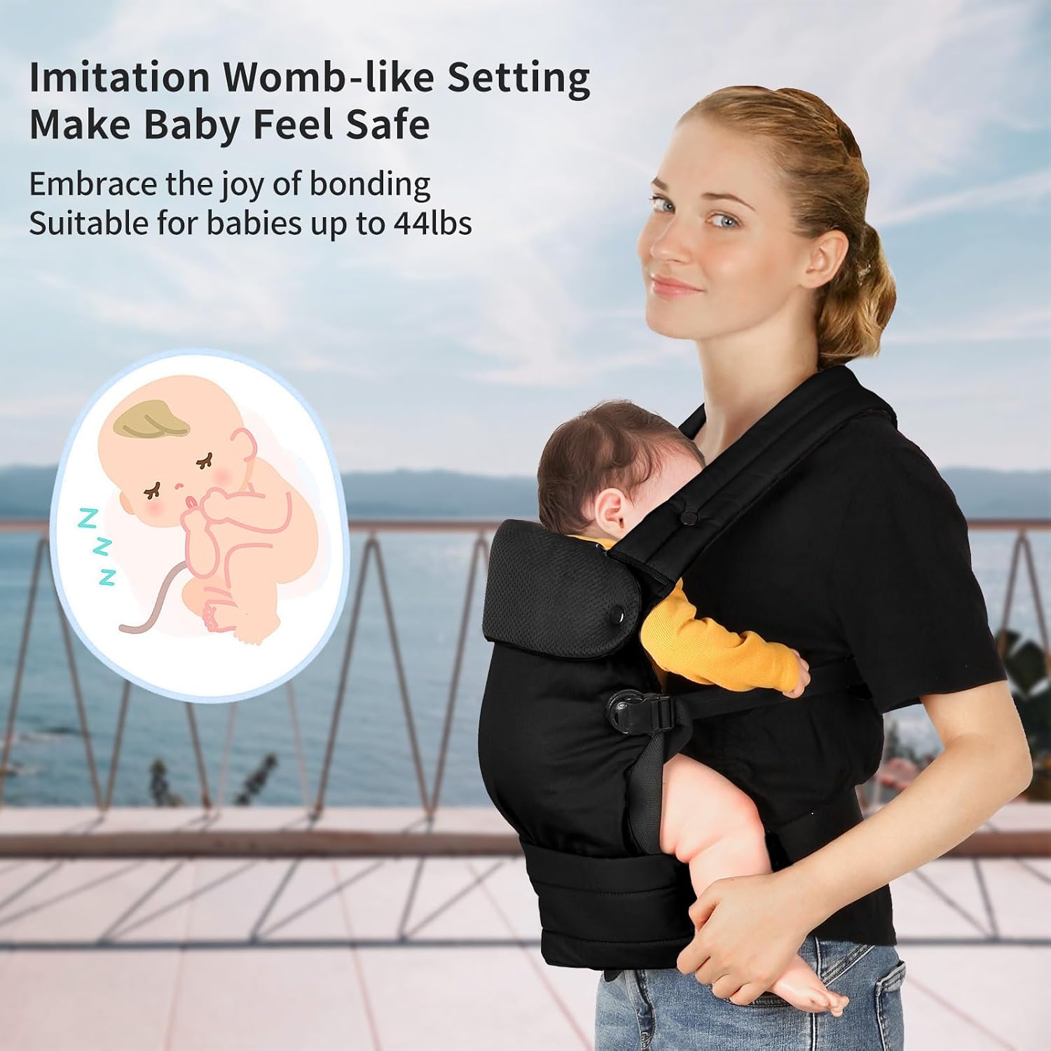 Thumbnail 1 de Tuocal Baby Carrier – Ergonomic Cotton Sling for 3–36 Months (8–44lbs), Grey