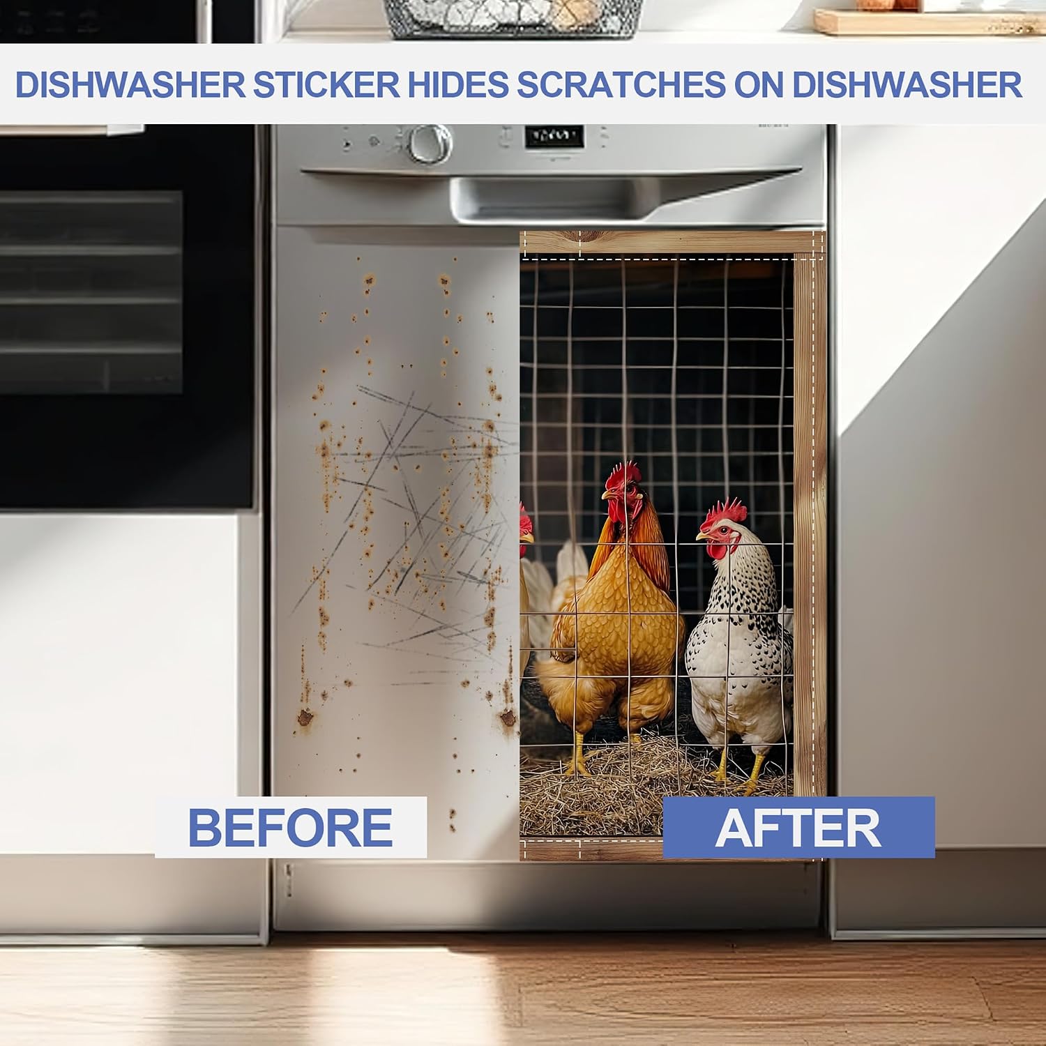 Detalle 1 de ZIHONSE Farm Chicken Dishwasher Magnet Cover, 23 x 26 Inches, Coated Canvas