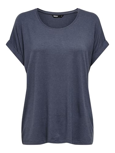 Detalle de Only Onlmoster S/S O-Neck Top Noos JRS – Basic T-Shirt mit Rundhals und Umschlagbündchen