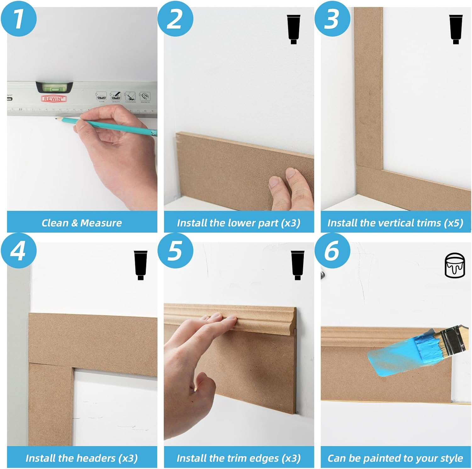 Thumbnail 6 de Art3d MDF-panelkit 210 x 113 cm med förtillverkade lister och kantlister