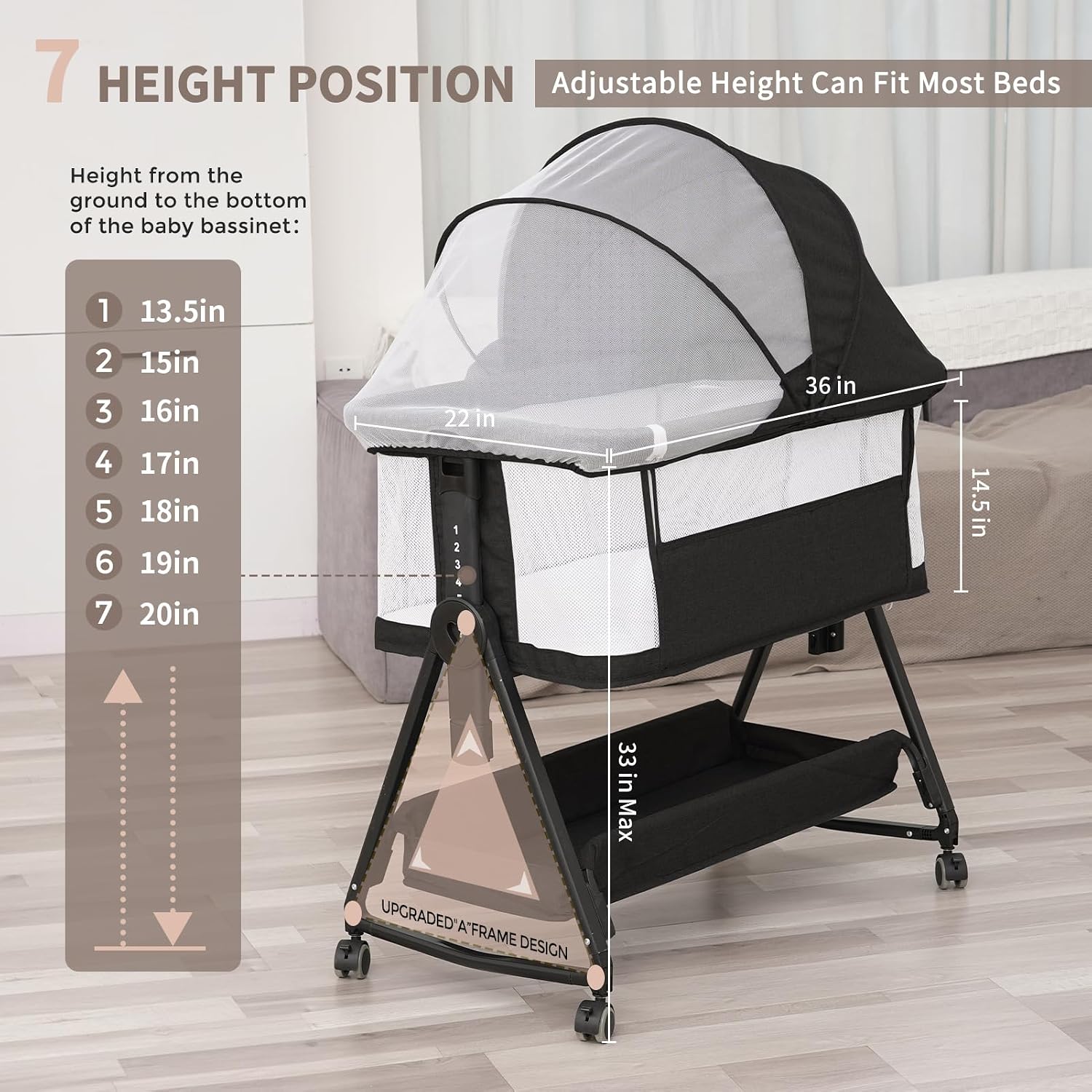 Thumbnail 5 de Jestonten bedside bassinet, 7 height settings