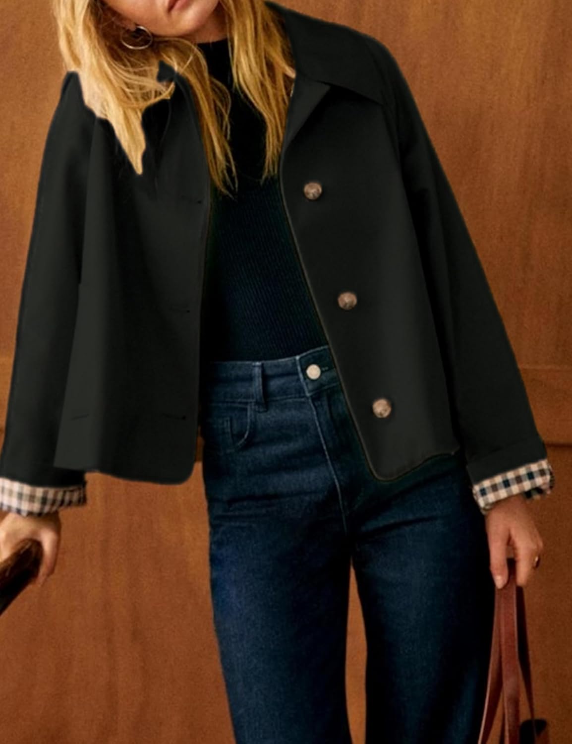 Detalle 2 de Yeokou Women Oversize Trench Coat with Plaid Lining