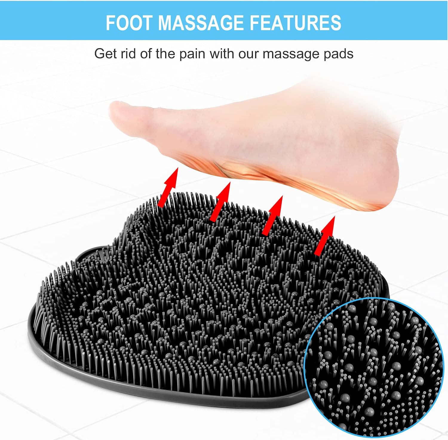 Thumbnail 4 de BESKAR Larger Shower Foot Scrubber Mat with Non-Slip Suction Cups (Black)