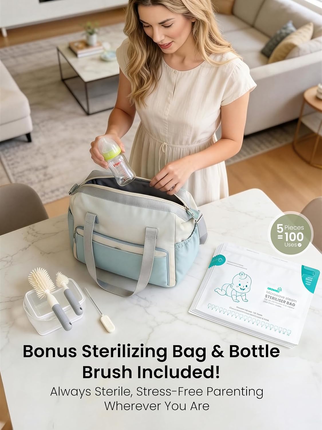 Thumbnail 6 de GROWNSY 3-Tier Baby Bottle Sterilizer and Dryer with Travel Kit