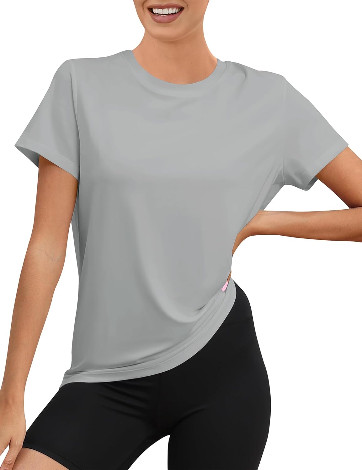 Detalle de Rapbin Sportshirt Damen Kurzarm mit UPF 50+ – leichtes, atmungsaktives Funktionsshirt für Training & Outdoor