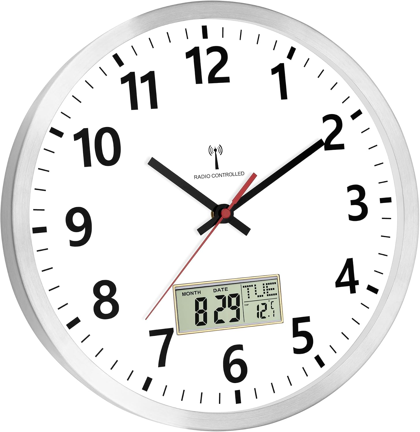 Thumbnail 4 de Foxtop Funk Wanduhr -05 radiogestuurde wandklok van 30 cm met LCD-display