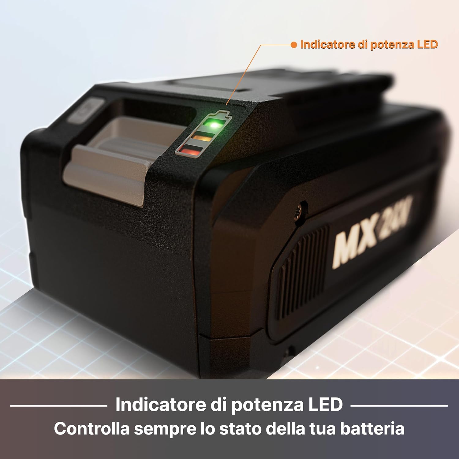 Detalle 2 de LAAWNMASTER 24V 4.0Ah batteria Li‑ion per taglio giardino
