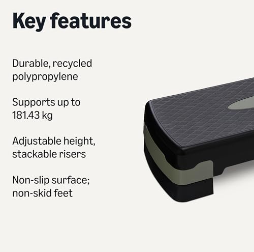 Detalle 2 de Amazon Basics Aerobic Exercise Step Platform (68.58 cm) – Adjustable Home Workout Step