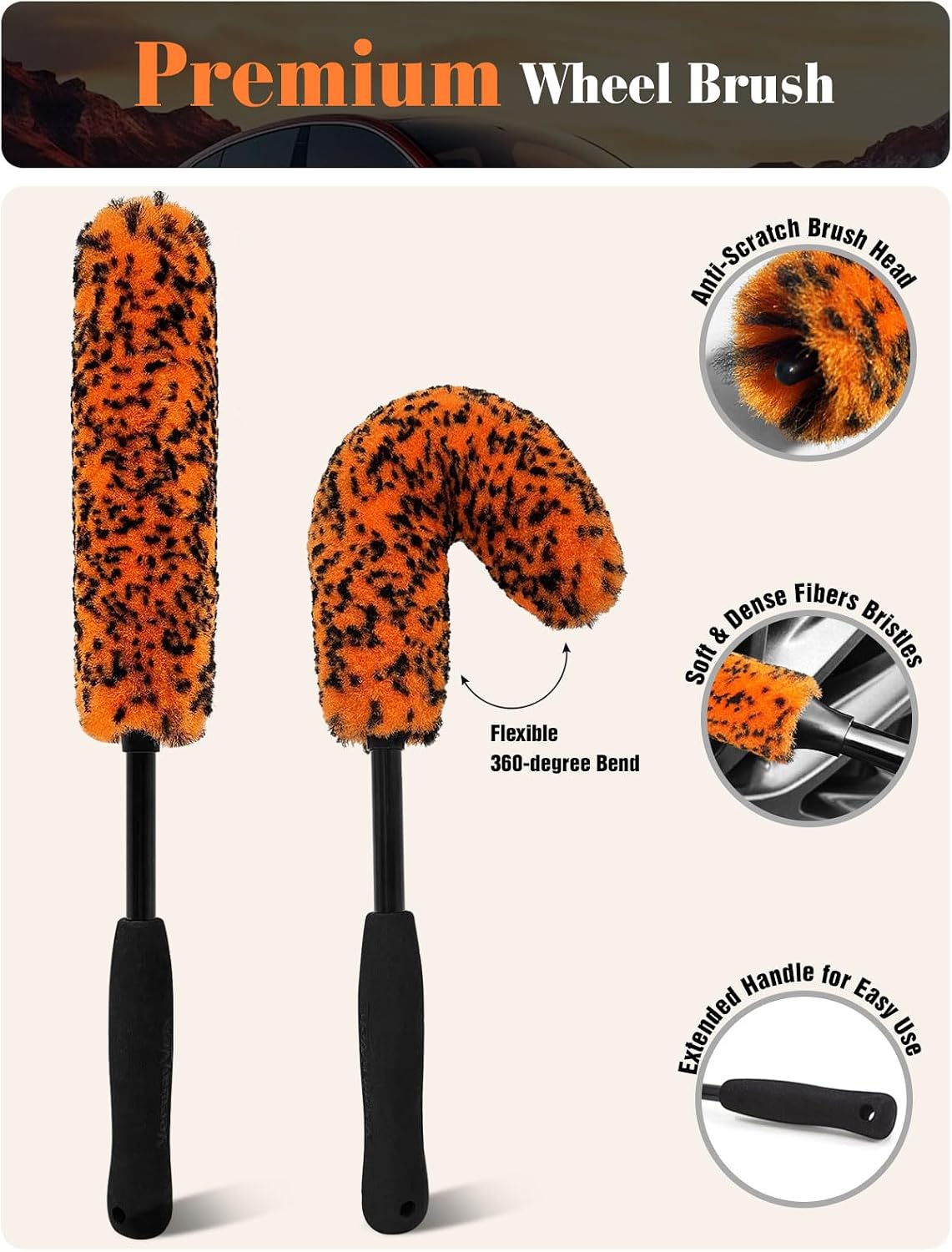 Detalle 1 de YeewayVeh Motorcycle Cleaning Brush Kit 7pc