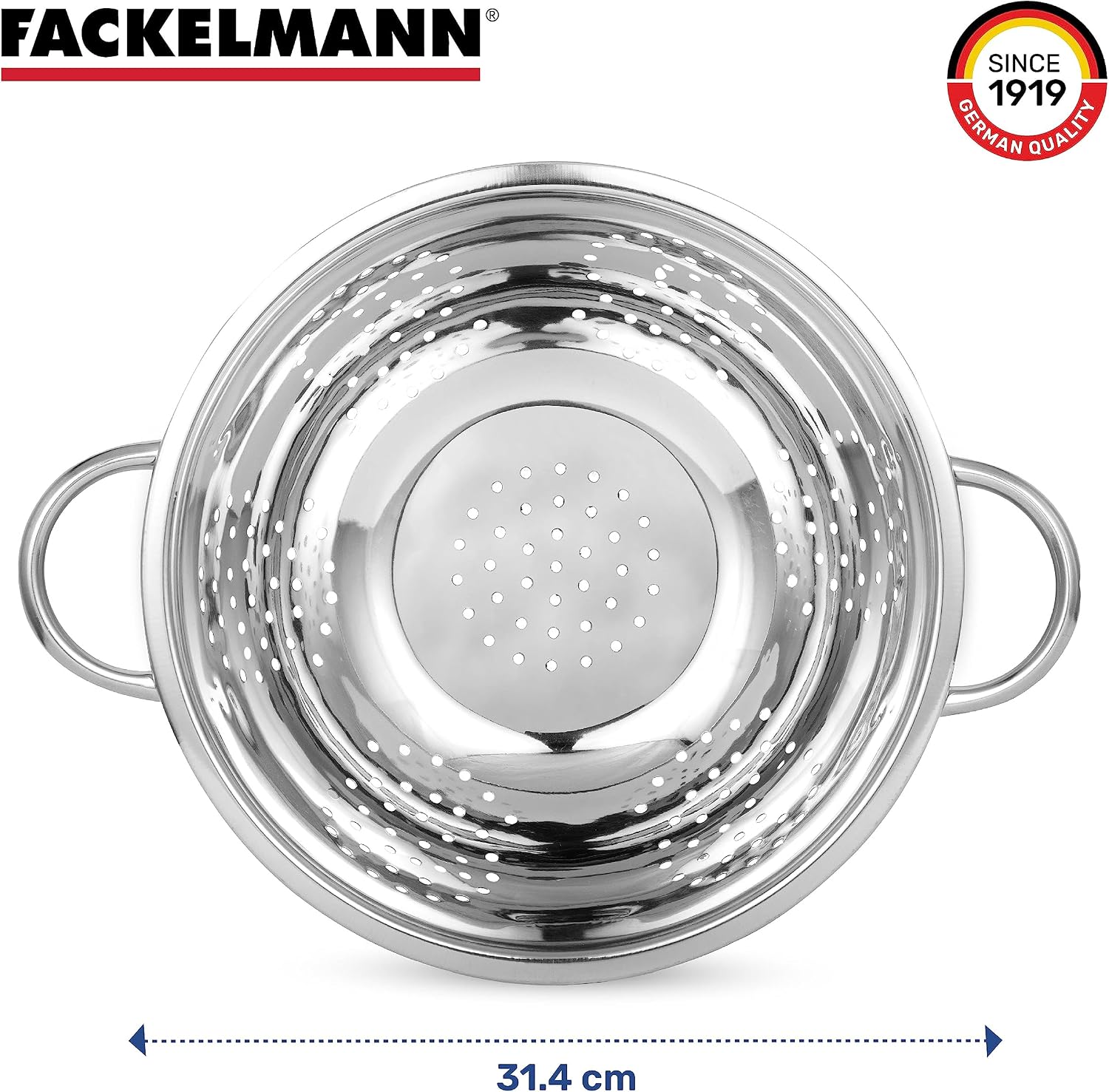 Thumbnail 1 de Fackelmann Abseihschüssel – Edelstahl-Nudelsieb mit Grifﬁen, 30 × 10 × 24 cm