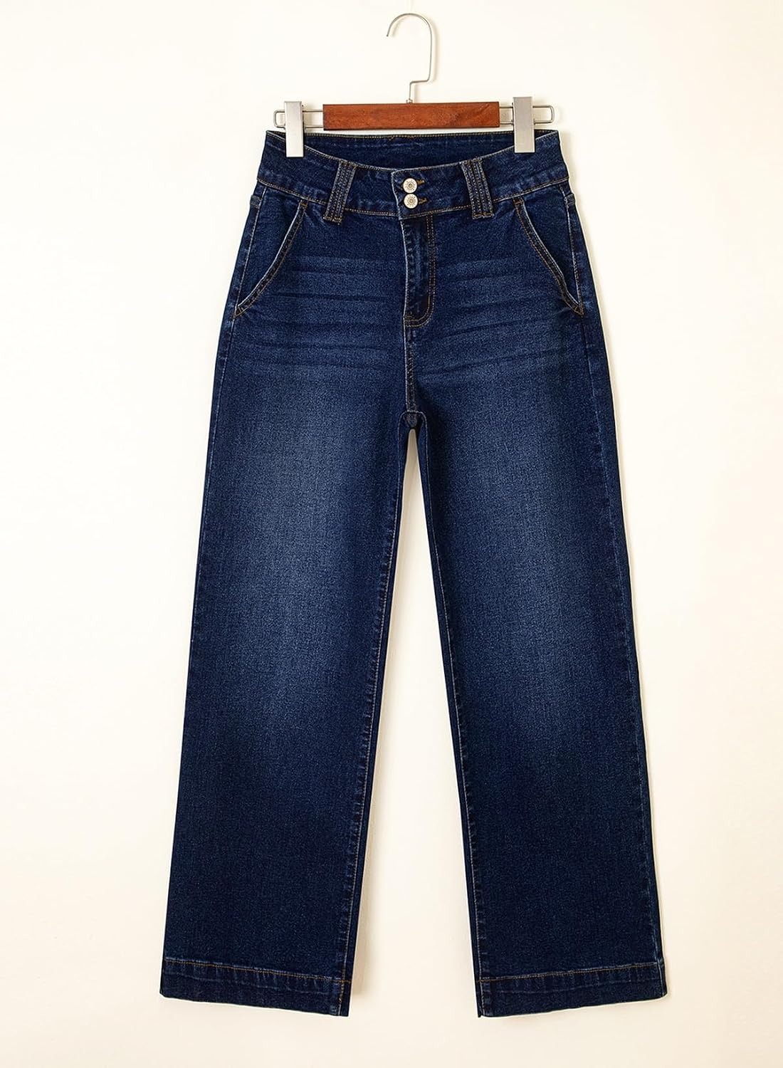 Detalle de Astylish Women’s High Waisted Wide Leg Straight Jeans with Tummy Control Waist