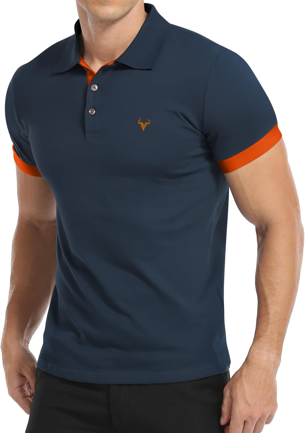 Thumbnail 6 de KUYIGO Herren Kurzarm-Poloshirt mit besticktem Hirschkopf in Slim Fit (Baumwolle/Elastan) S–XXL