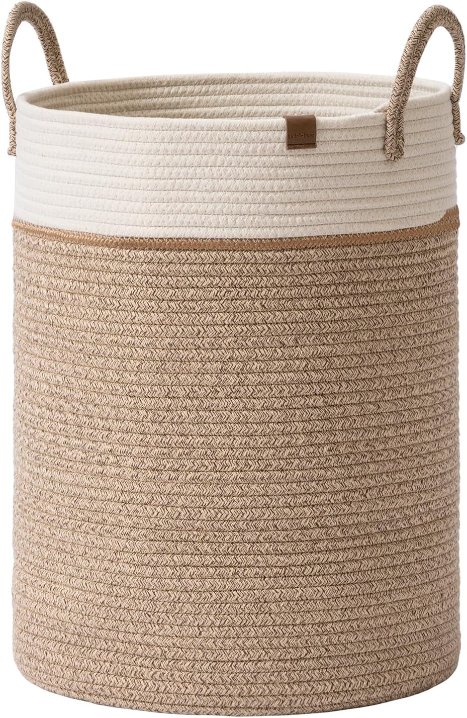 Detalle de LA JOLIE MUSE großer geflochtener Wäschekorb aus Baumwollseil (72 l) – XL-Aufbewahrung für Kinderzimmer & mehr