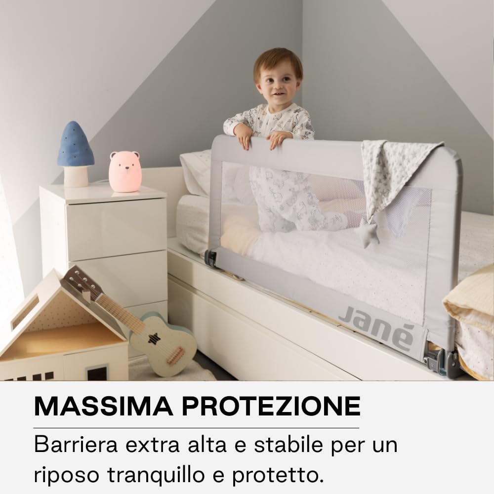 Detalle 2 de Jané Sponda Letto Ribaltabile 110 cm – Extra Alta e Traspirante, Pieghevole con Borsa Grigio