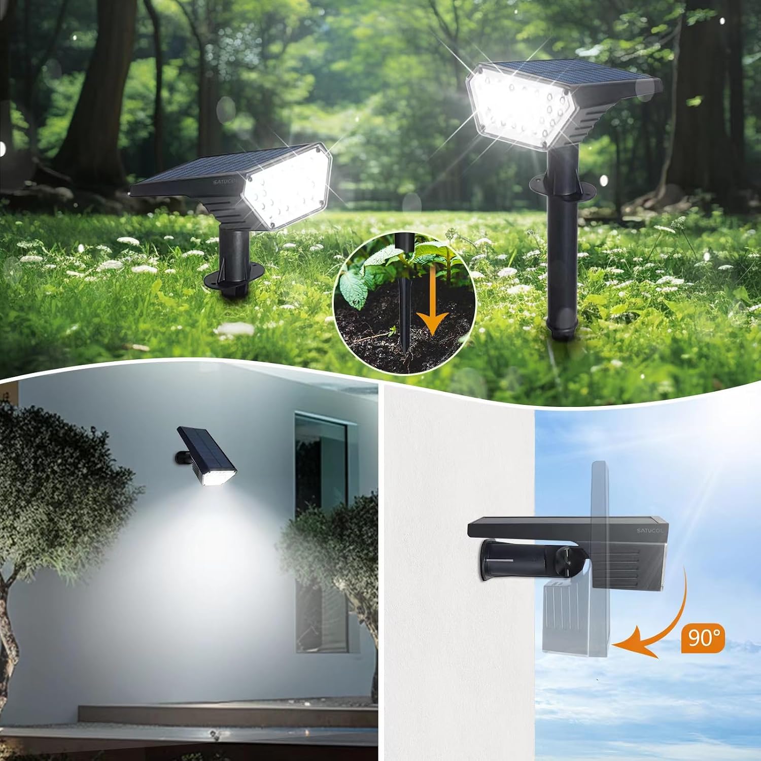 Detalle 1 de Satucol spots solaires extérieurs 2 spots IP65