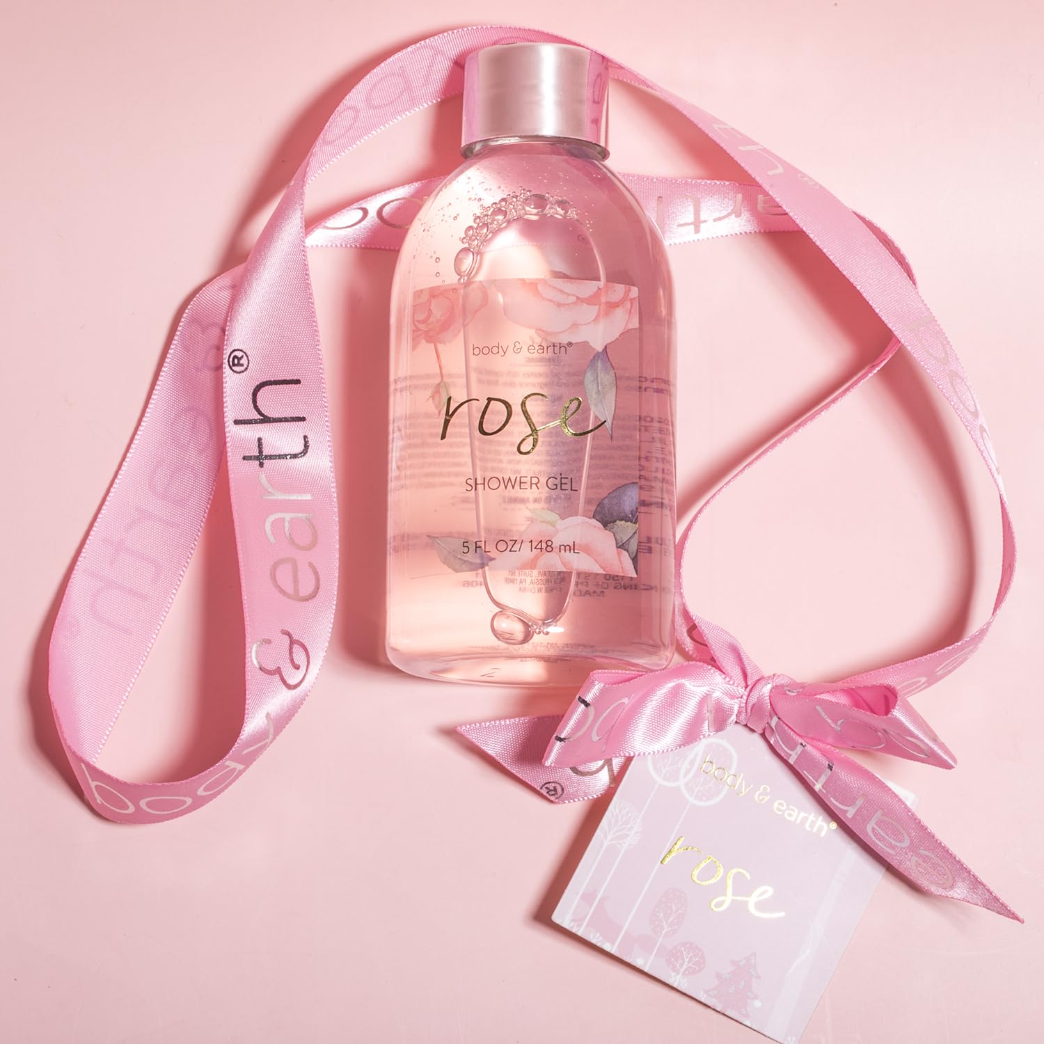 Detalle de BODY & EARTH Geschenbox für Frauen – 5-tlg. Rose Set (Duschgel, Körperbutter, Handcreme, Bodylotion, Seife)