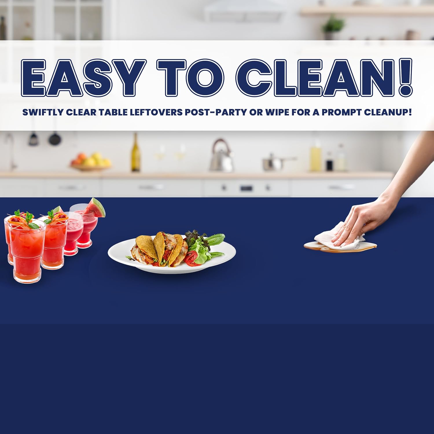 Thumbnail 2 de Grandipity Navy Blue Plastic Table Cloths (6 Pack) — 54 x 108 inches for Rectangle Tables