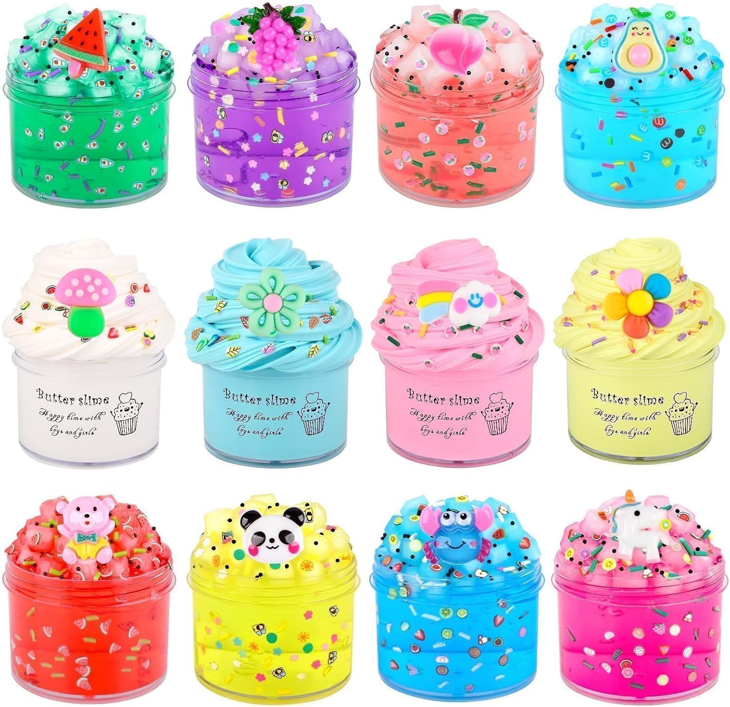 Detalle de 12 Pack Slime Kit 8 Clear & 4 Fluffy Slimes