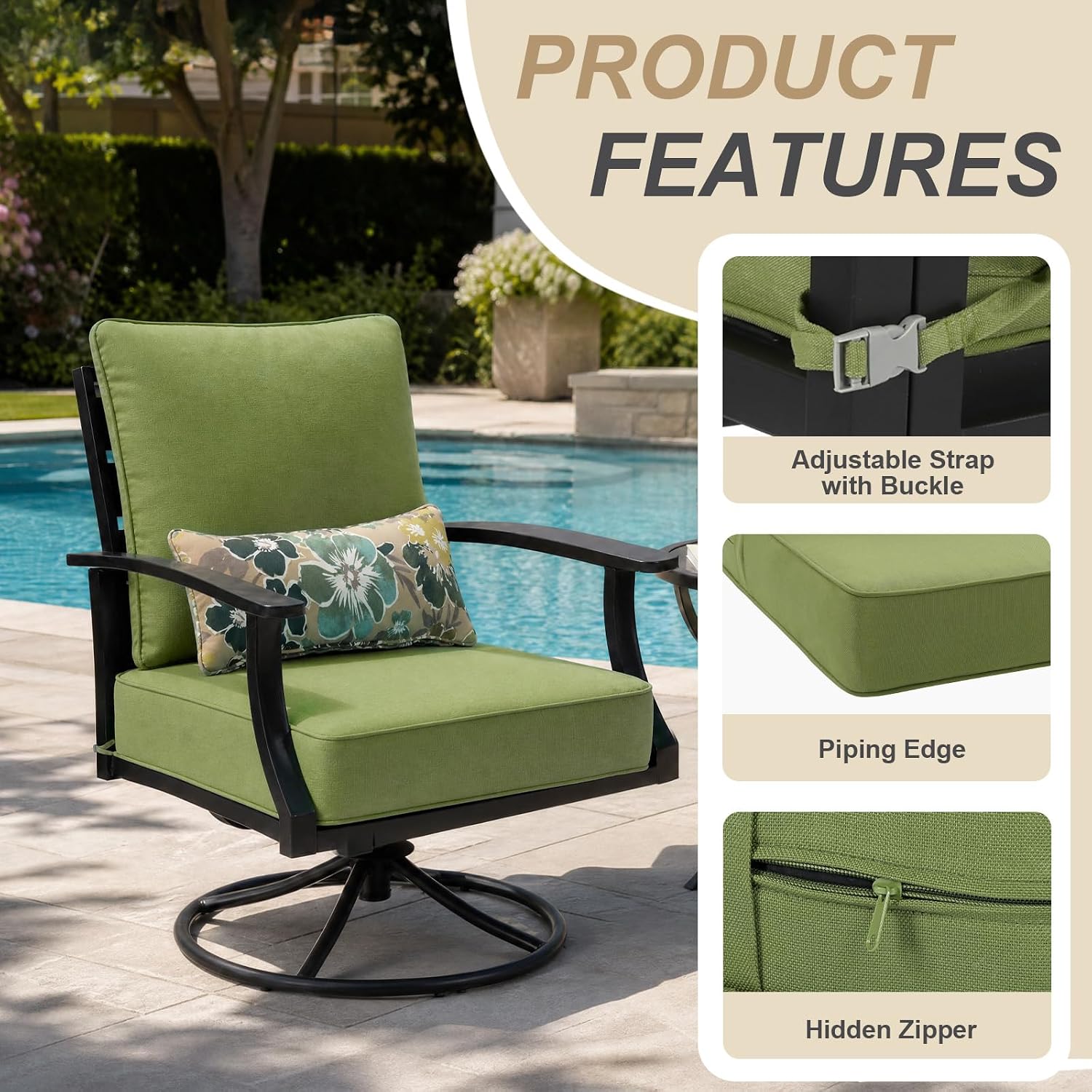 Thumbnail 6 de BPS Patio Seat Cushions 24 x 24 Inch
