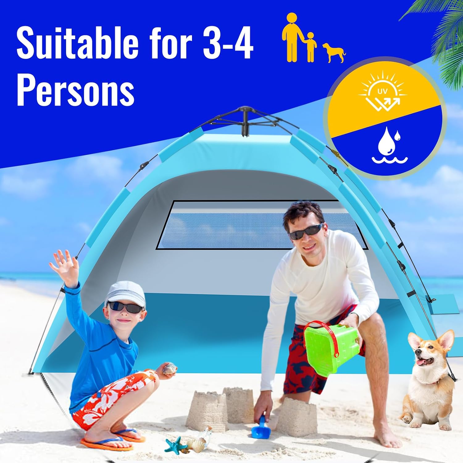 Thumbnail 6 de Purebox Beach Tent 3-4 Person: Double Doors, Quick Pop-Up Setup and UV50+ Protection
