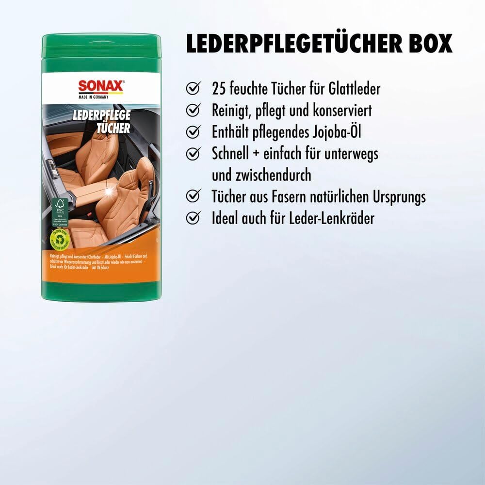 Thumbnail 2 de SONAX LederPflegeTücher Box (25 Stück) – Pflege für Glattleder im Auto, unterwegs und zu Hause