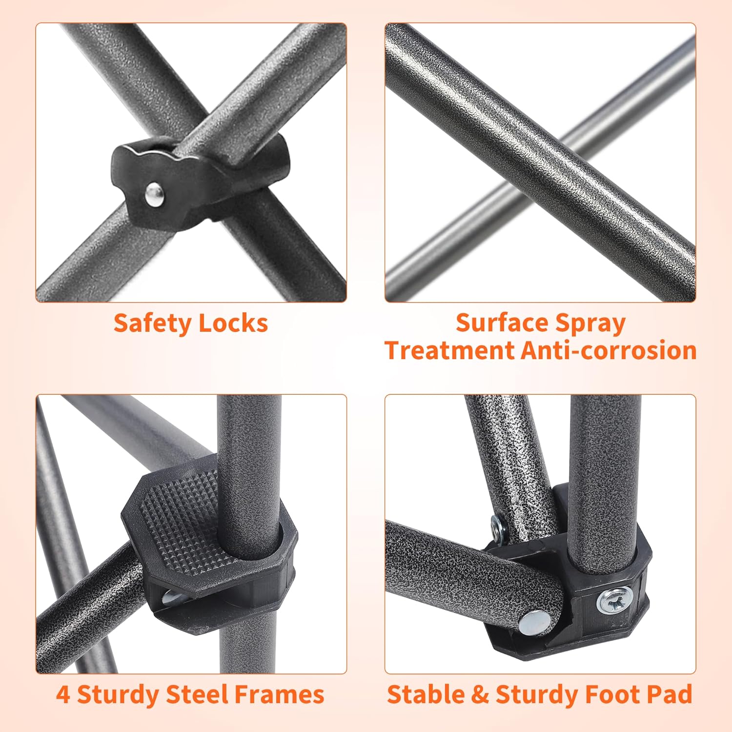 Thumbnail 5 de LANMOUNTAIN 2 Pack Padded Oversized Camping Chairs (Orange & Blue) with Cup Holder, Side Pocket & Cooler Bag