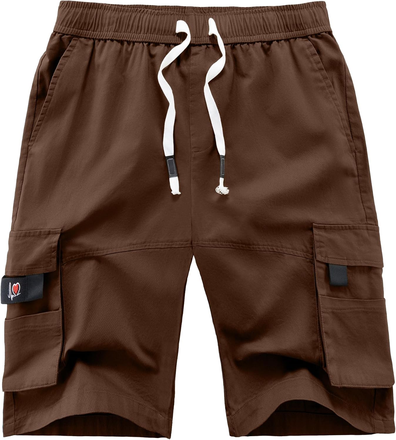 Detalle de APTRO Men's Cargo Shorts with Elastic Waistband and Drawstring – 100% Cotton, Big & Tall Relaxed Fit