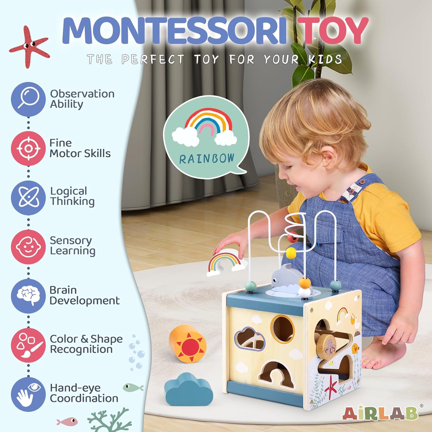 Thumbnail 4 de Airlab Wooden Activity Cube 6‑in‑1 🎲