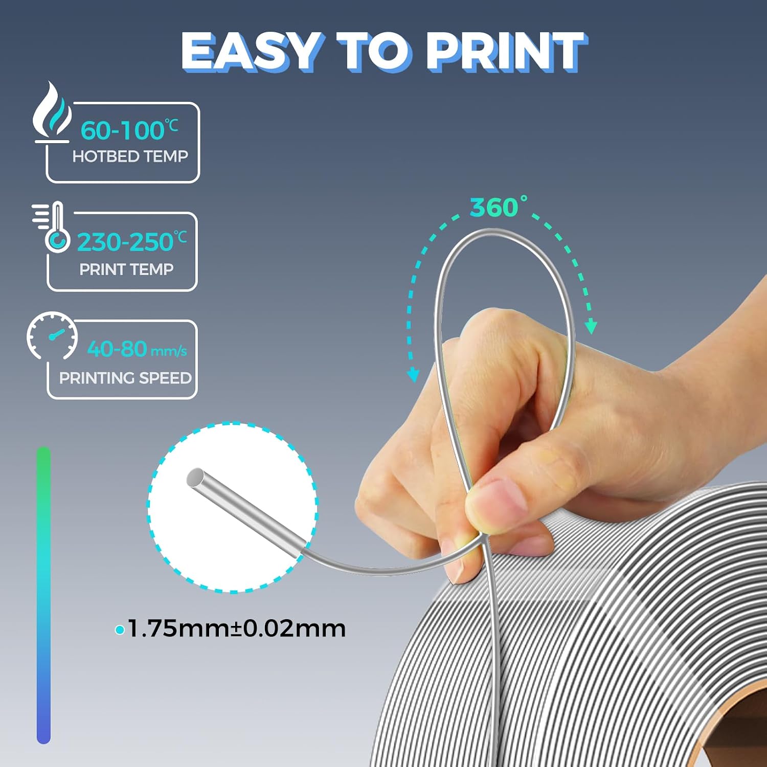 Thumbnail 3 de Creality PETG Filament Refill 1kg 1.75mm for Bambu Lab Spool – Clear PETG